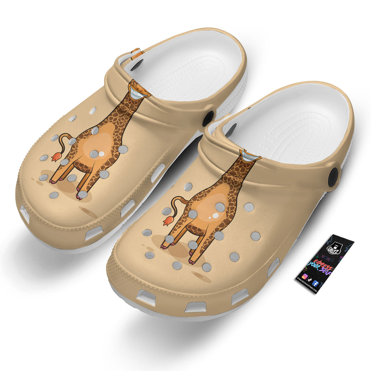 Giraffe Smiley Face Print Clog-grizzshop