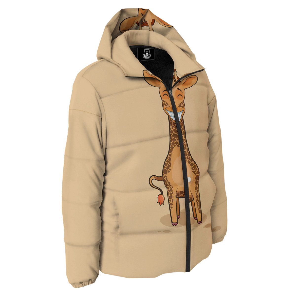 Giraffe Smiley Face Print Down Jacket-grizzshop