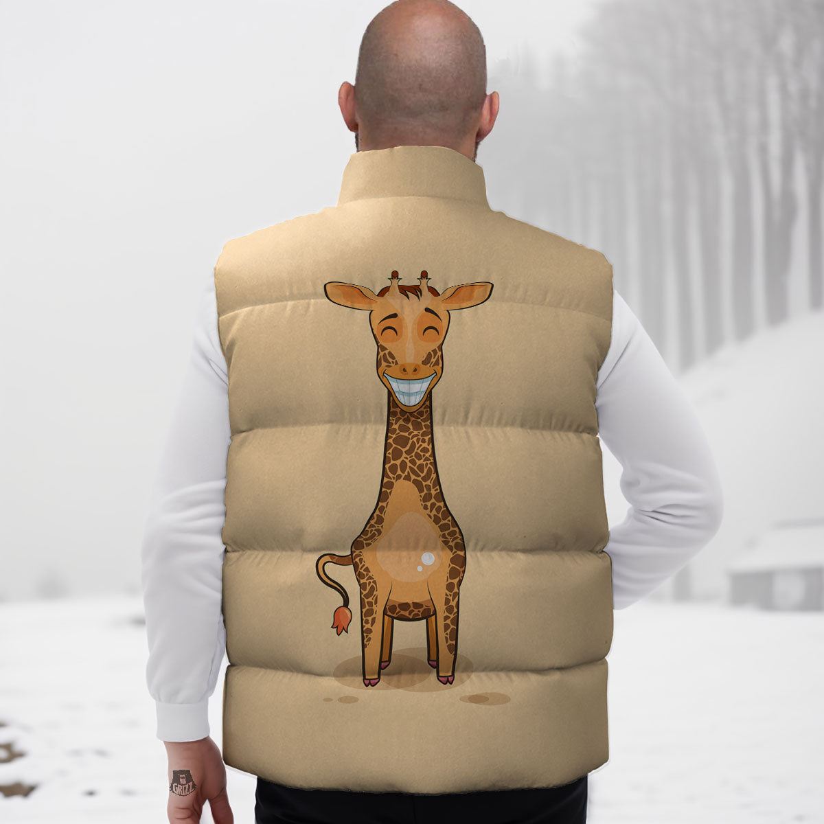 Giraffe Smiley Face Print Down Vest
