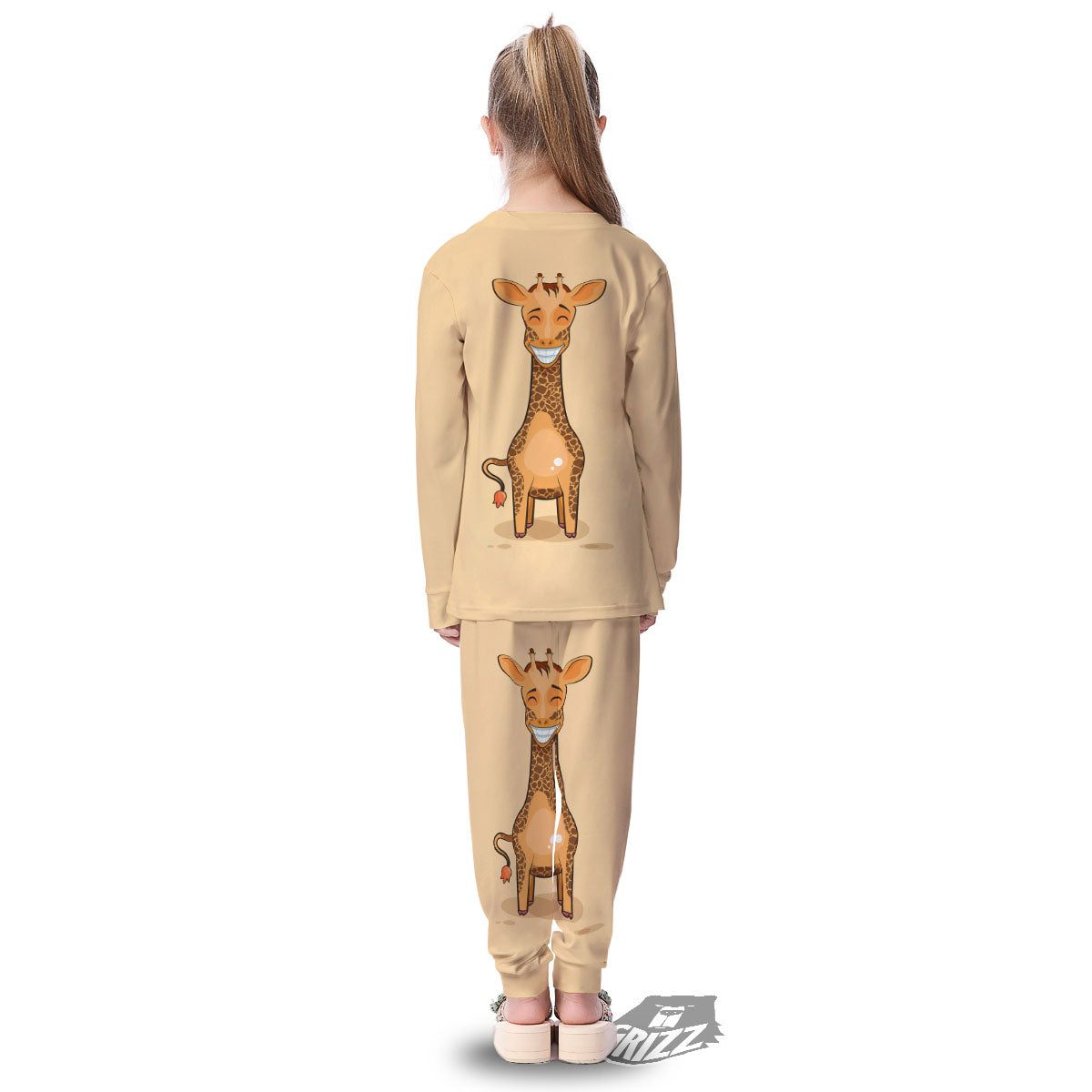 Giraffe Smiley Face Print Kid's Pajamas-grizzshop