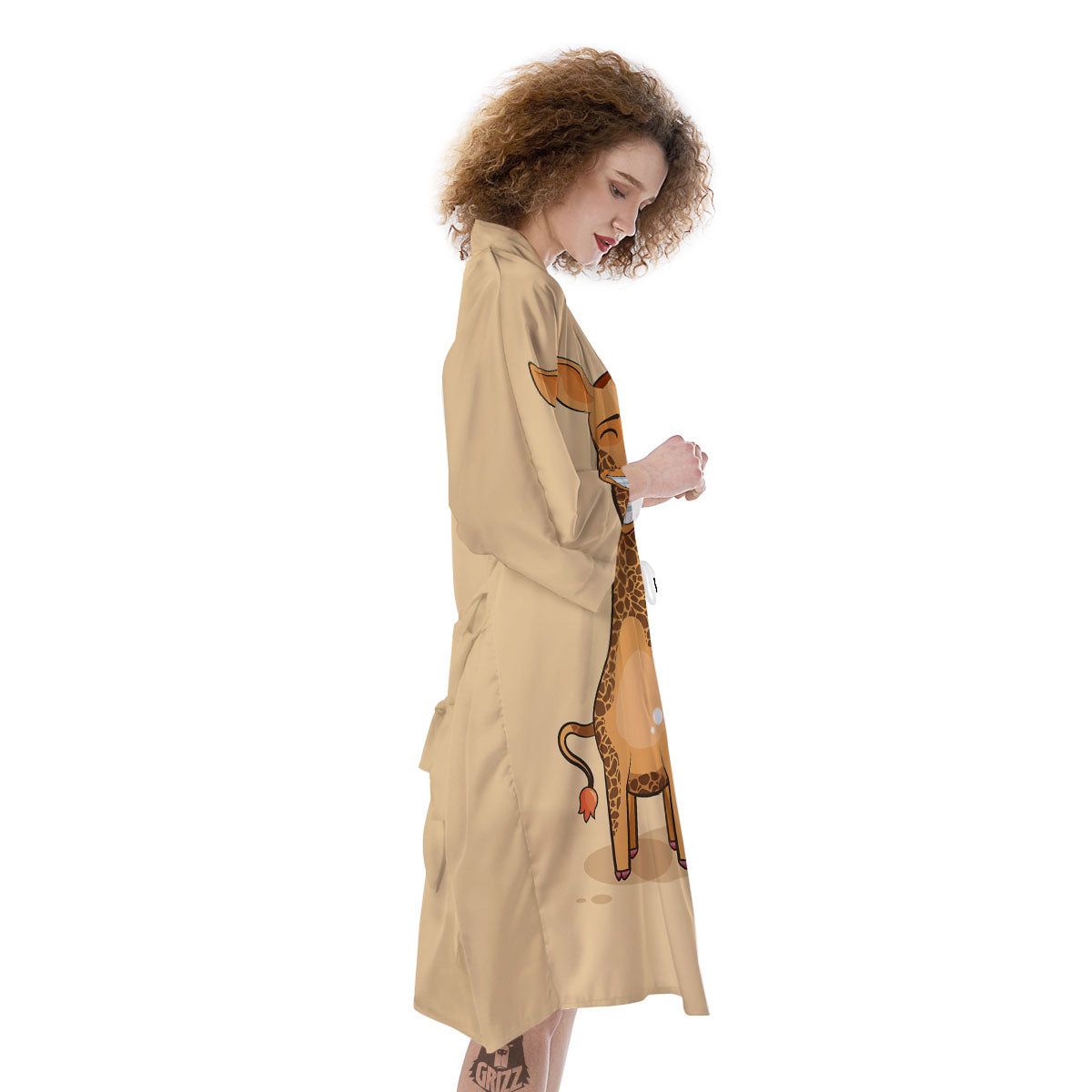 Giraffe Smiley Face Print Kimono-grizzshop