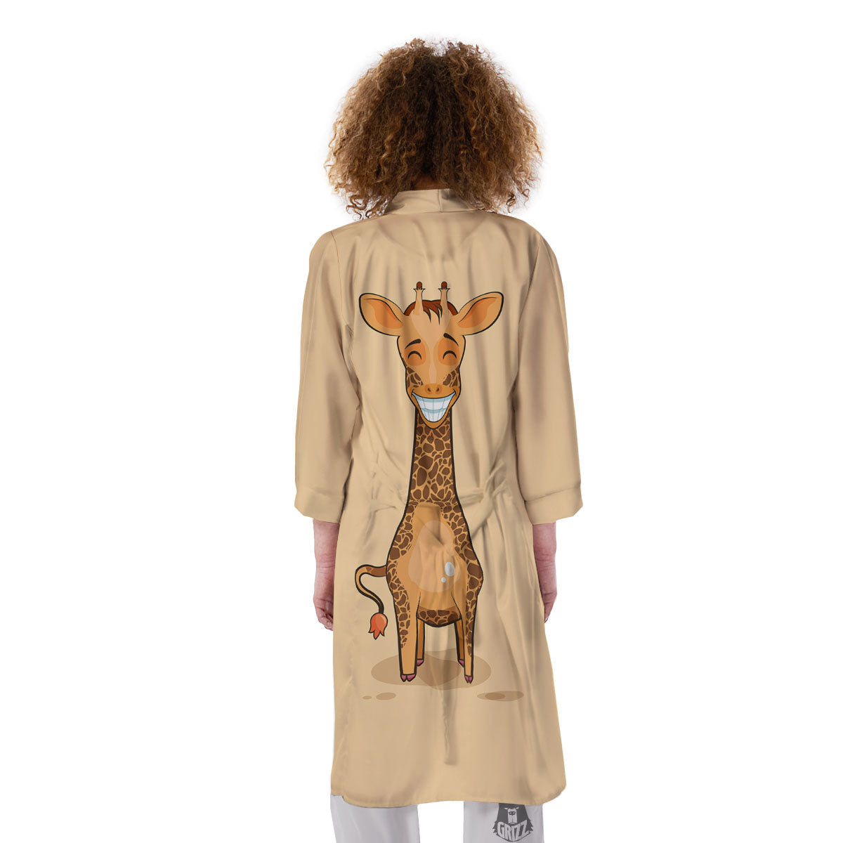 Giraffe Smiley Face Print Kimono-grizzshop
