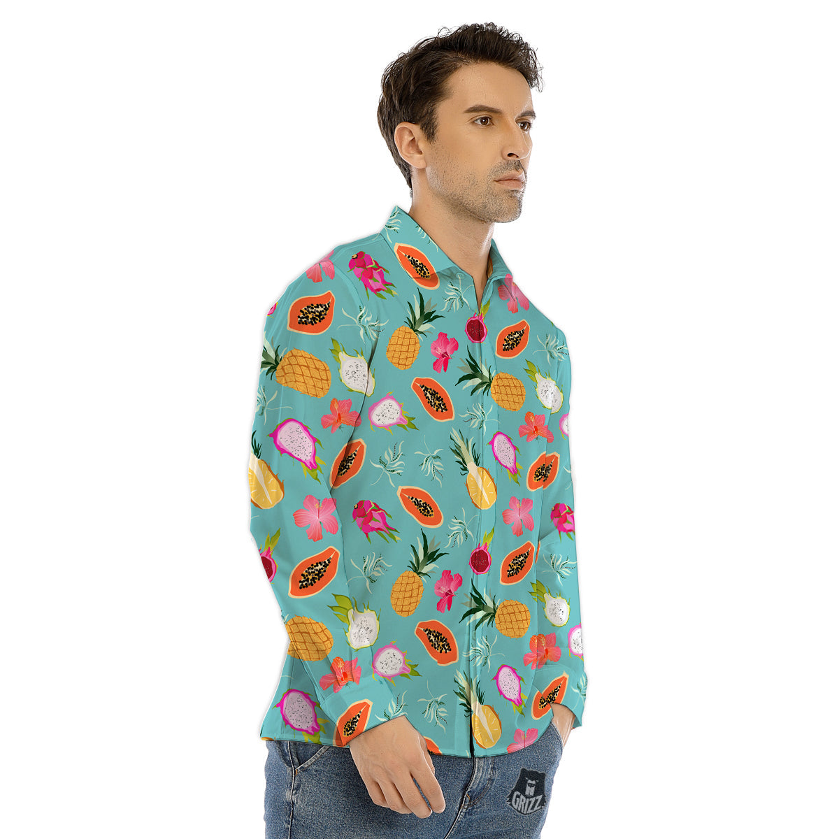 Giraffe Smiley Face Print Men's Dress Shirts-grizzshop
