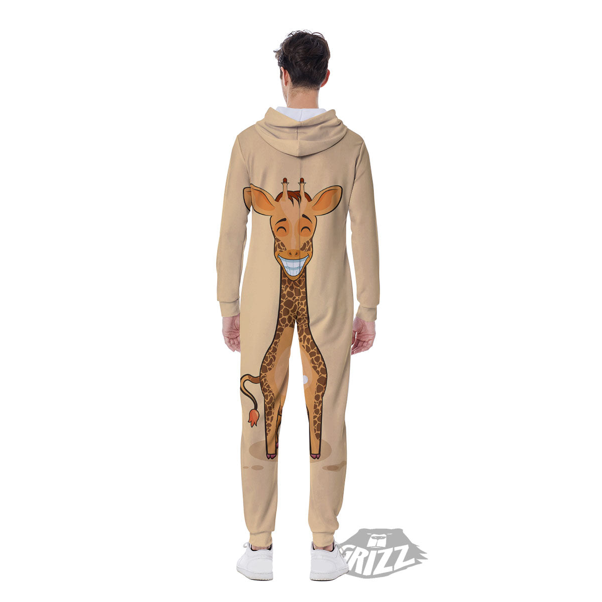 Giraffe Smiley Face Print Men's Jumpsuit-grizzshop