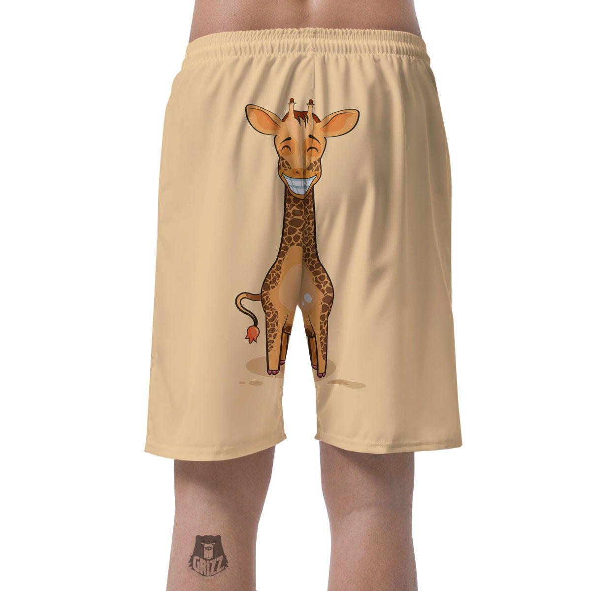 Giraffe Smiley Face Print Men's Shorts-grizzshop