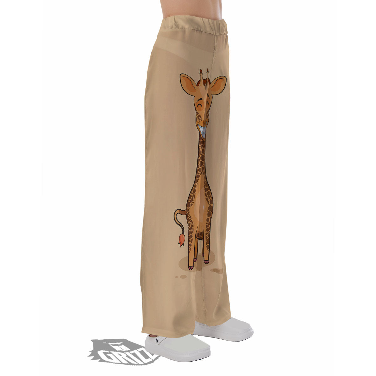 Giraffe Smiley Face Print Pajama Pants-grizzshop