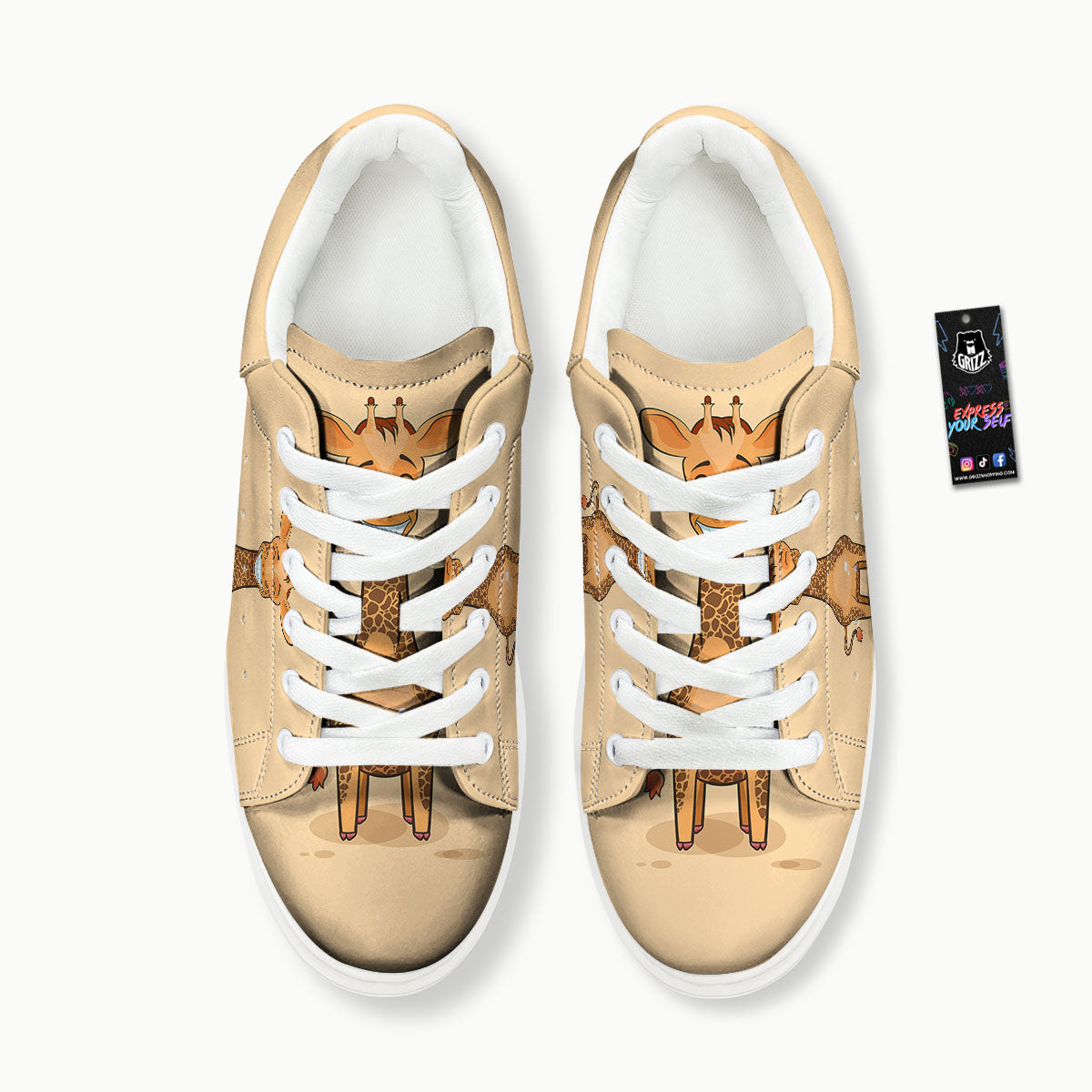 Giraffe Smiley Face Print Platform Shoes-grizzshop