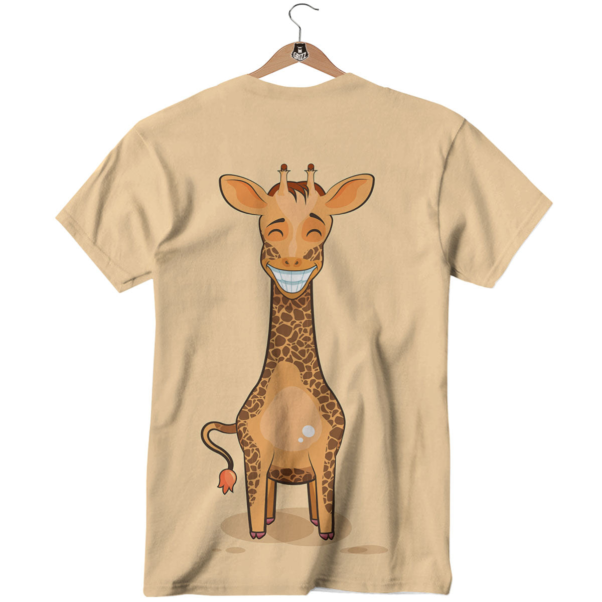 Giraffe Smiley Face Print T-Shirt-grizzshop