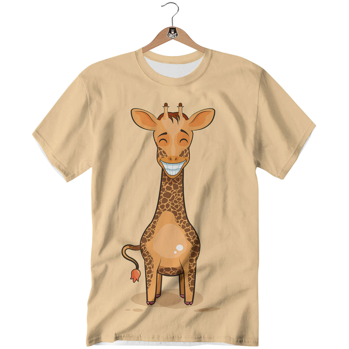 Giraffe Smiley Face Print T-Shirt-grizzshop