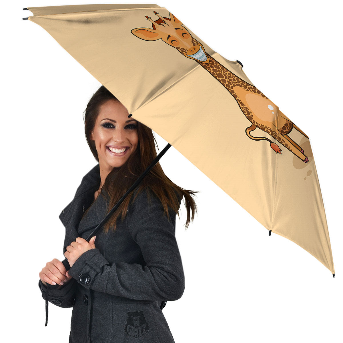 Giraffe Smiley Face Print Umbrella-grizzshop