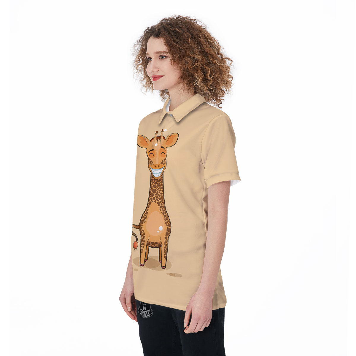 Giraffe Smiley Face Print Women's Golf Shirts-grizzshop