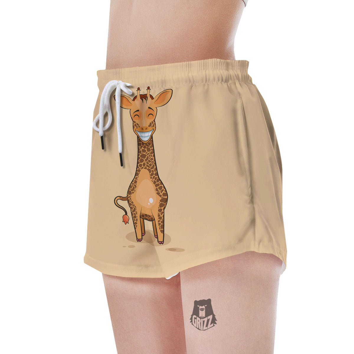 Giraffe Smiley Face Print Women's Shorts-grizzshop