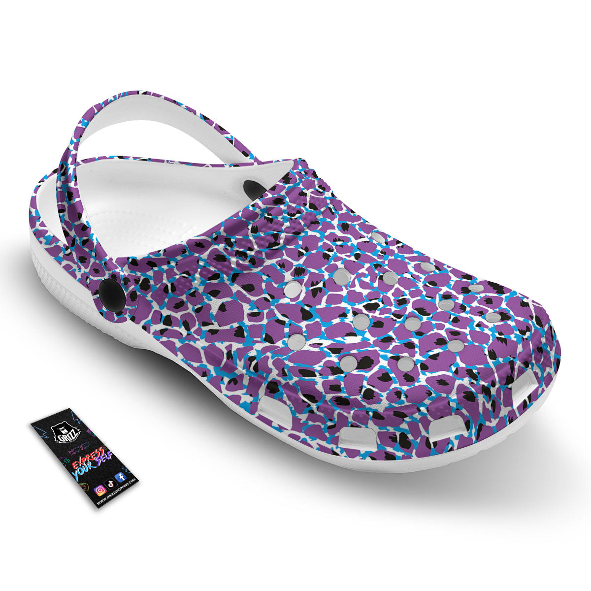 Giraffe Teal And Purple Print Pattern Clog-grizzshop