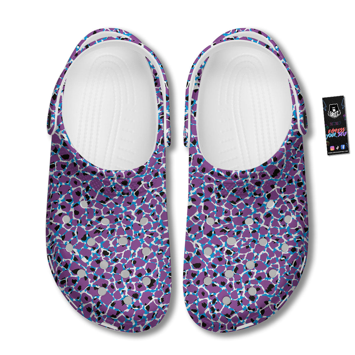 Giraffe Teal And Purple Print Pattern Clog-grizzshop