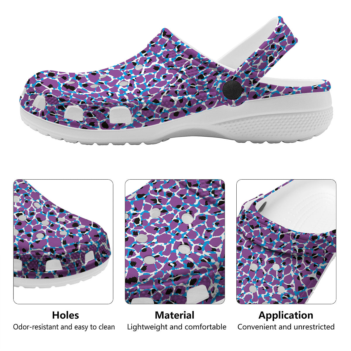 Giraffe Teal And Purple Print Pattern Clog-grizzshop