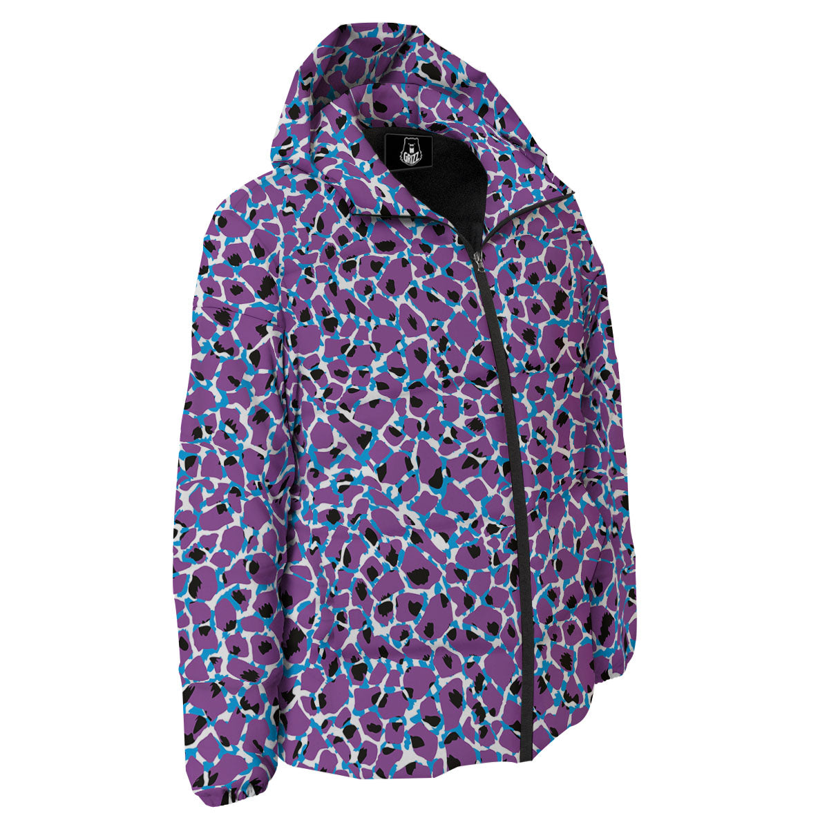 Giraffe Teal And Purple Print Pattern Down Jacket-grizzshop