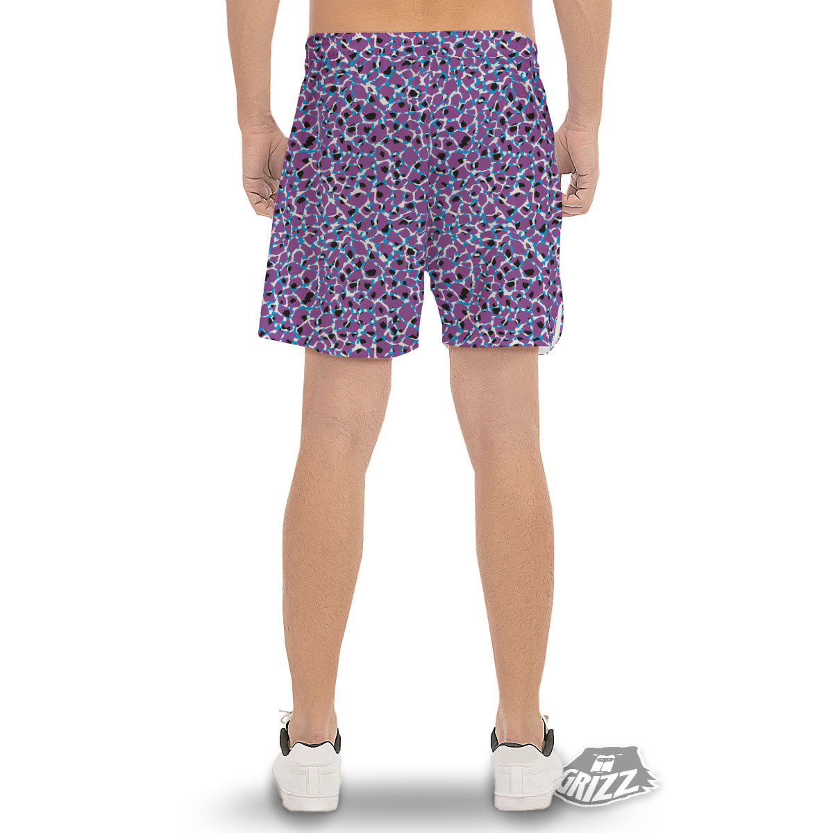 Giraffe Teal And Purple Print Pattern Men's Gym Shorts-grizzshop