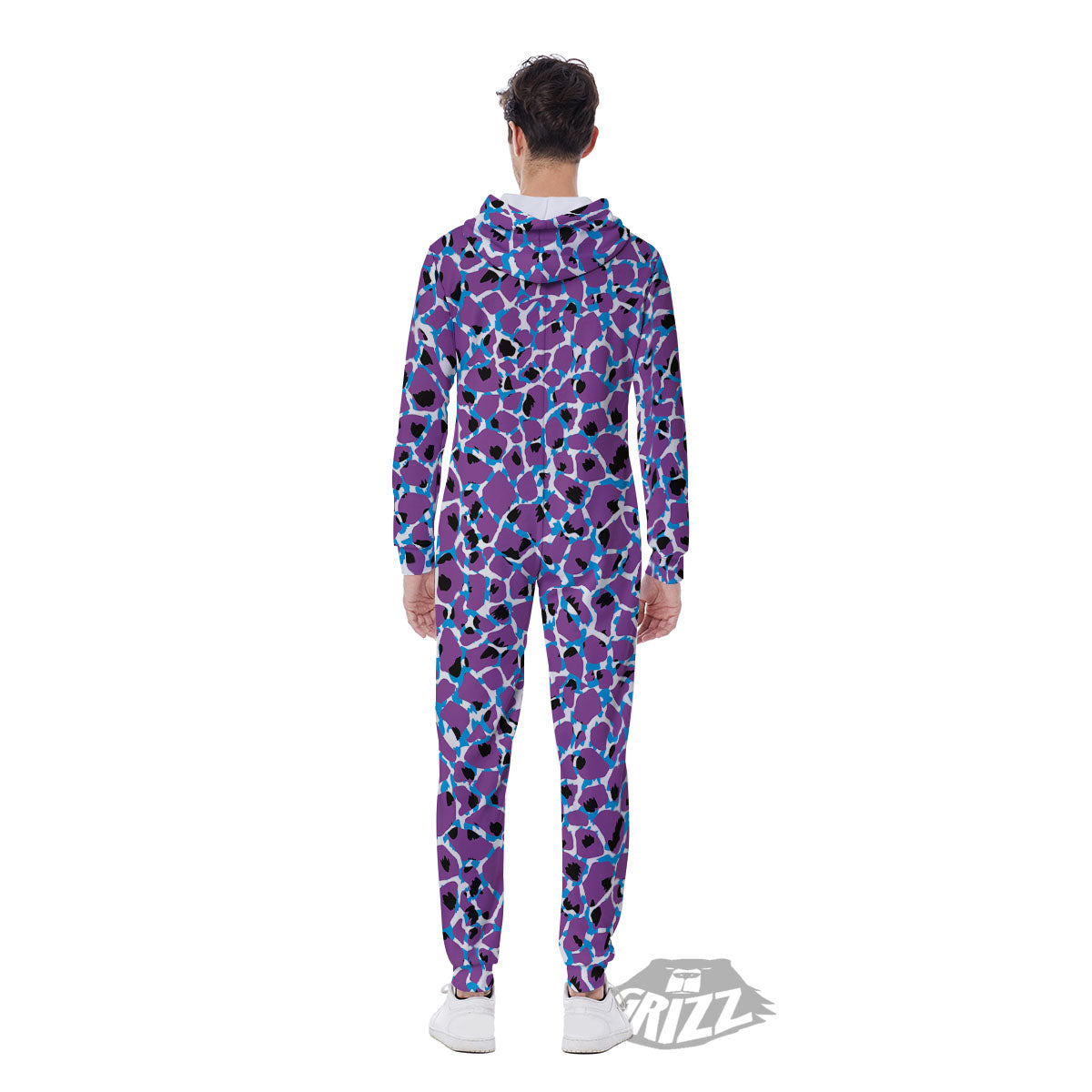 Giraffe Teal And Purple Print Pattern Men's Jumpsuit-grizzshop