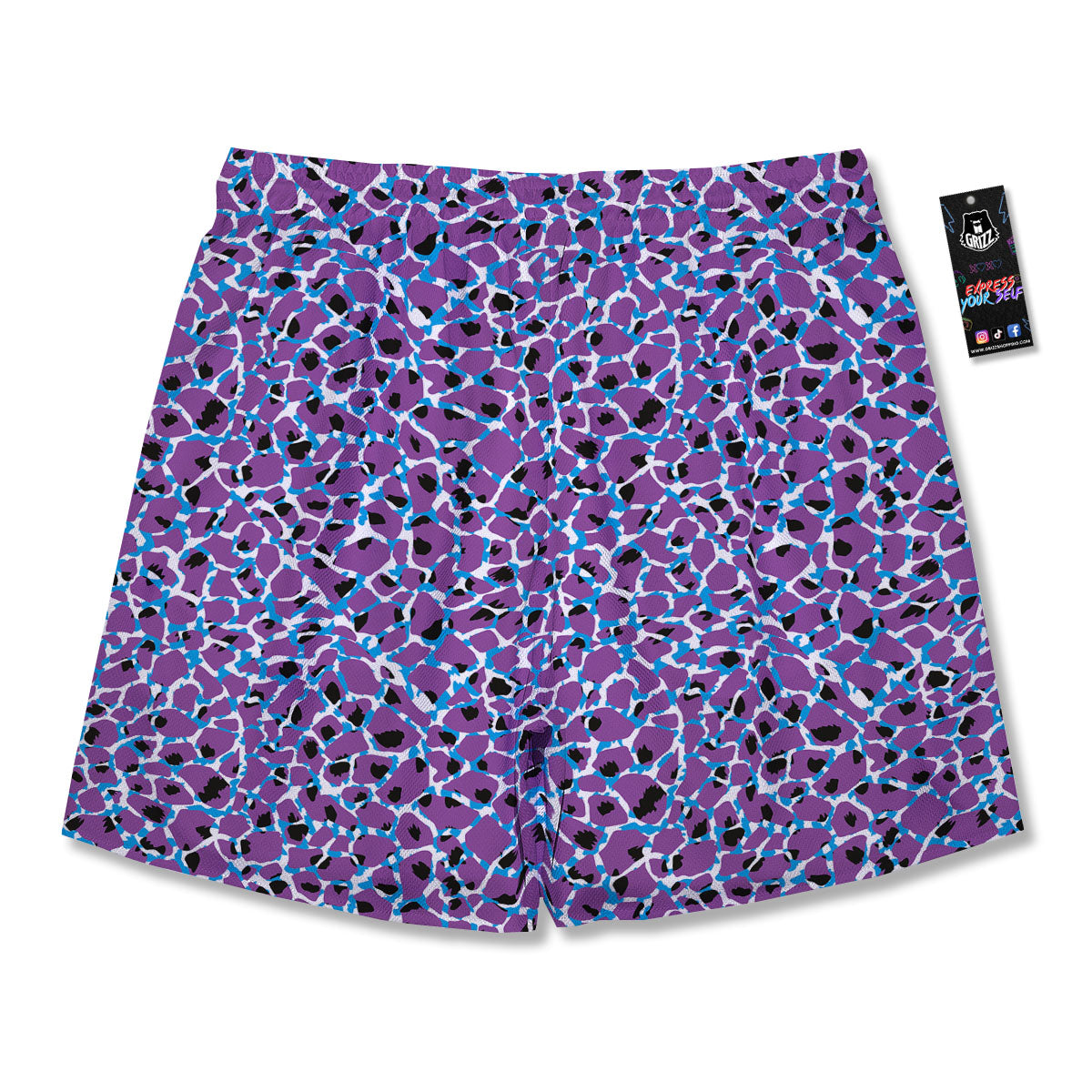 Giraffe Teal And Purple Print Pattern Men's Running Shorts-grizzshop
