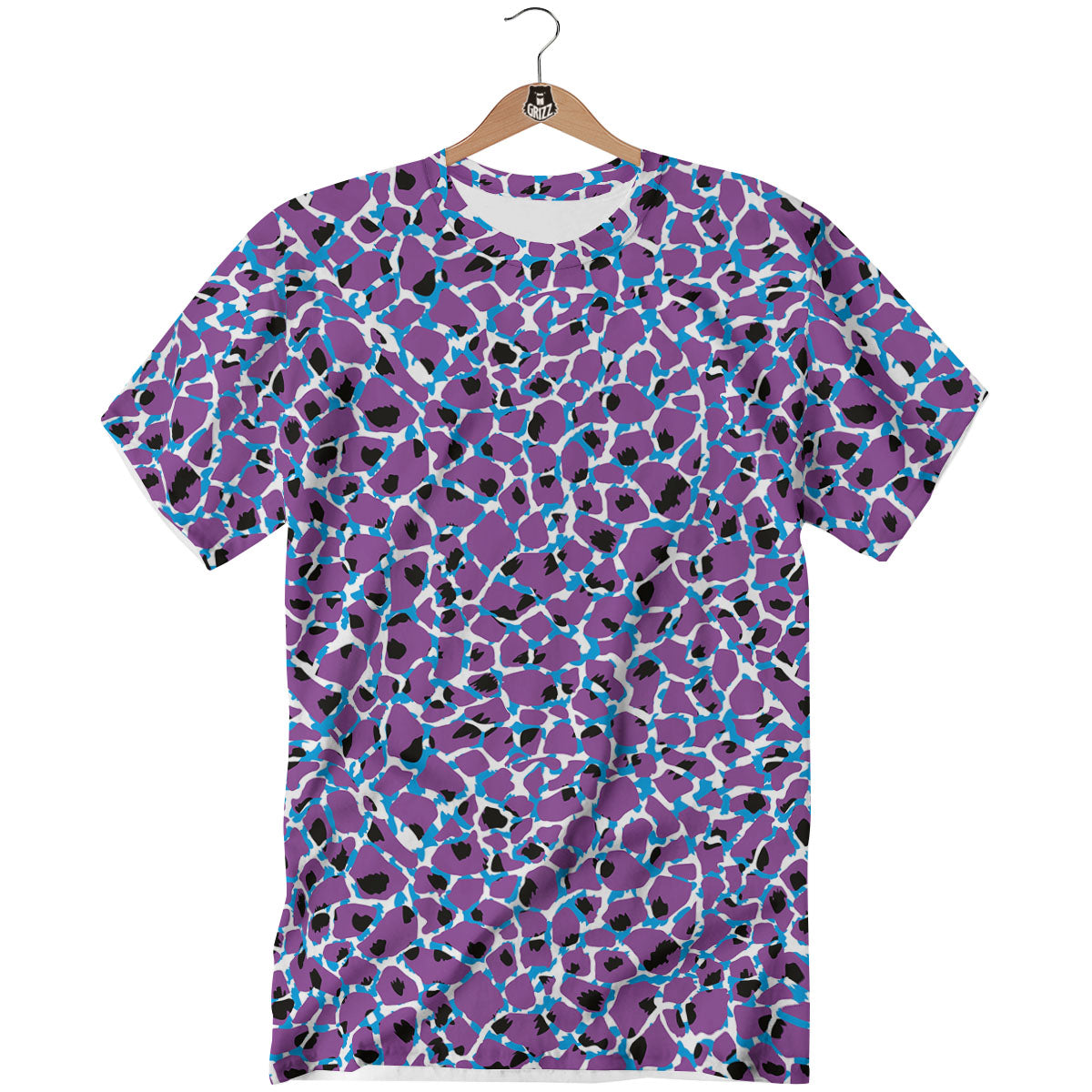 Giraffe Teal And Purple Print Pattern T-Shirt-grizzshop