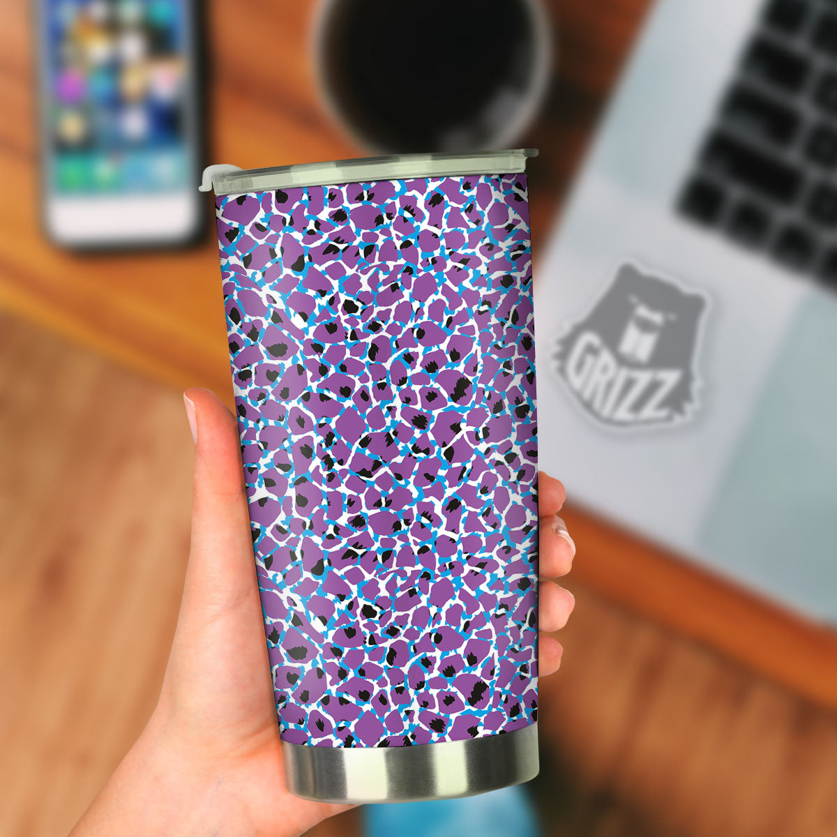 Giraffe Teal And Purple Print Pattern Tumbler-grizzshop