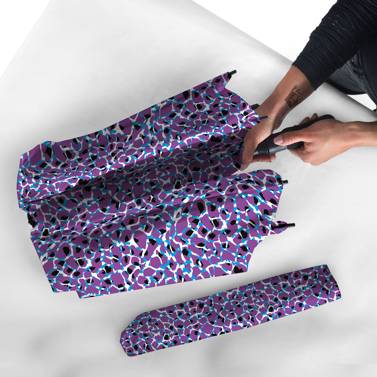 Giraffe Teal And Purple Print Pattern Umbrella-grizzshop