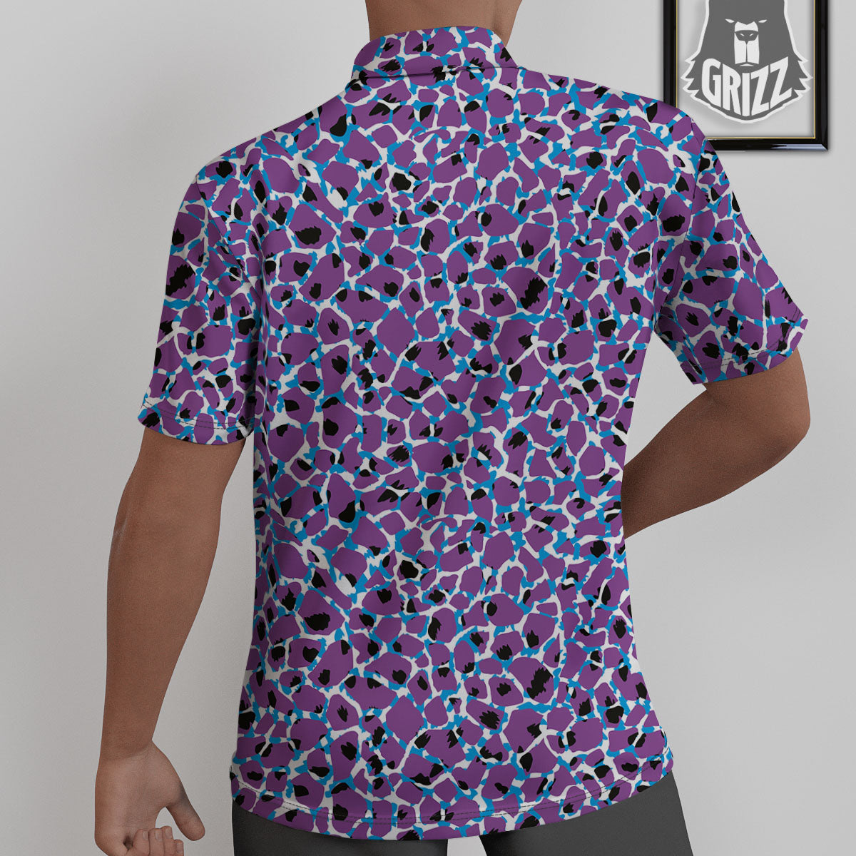 Giraffe Teal And Purple Print Pattern Untucked Shirts-grizzshop