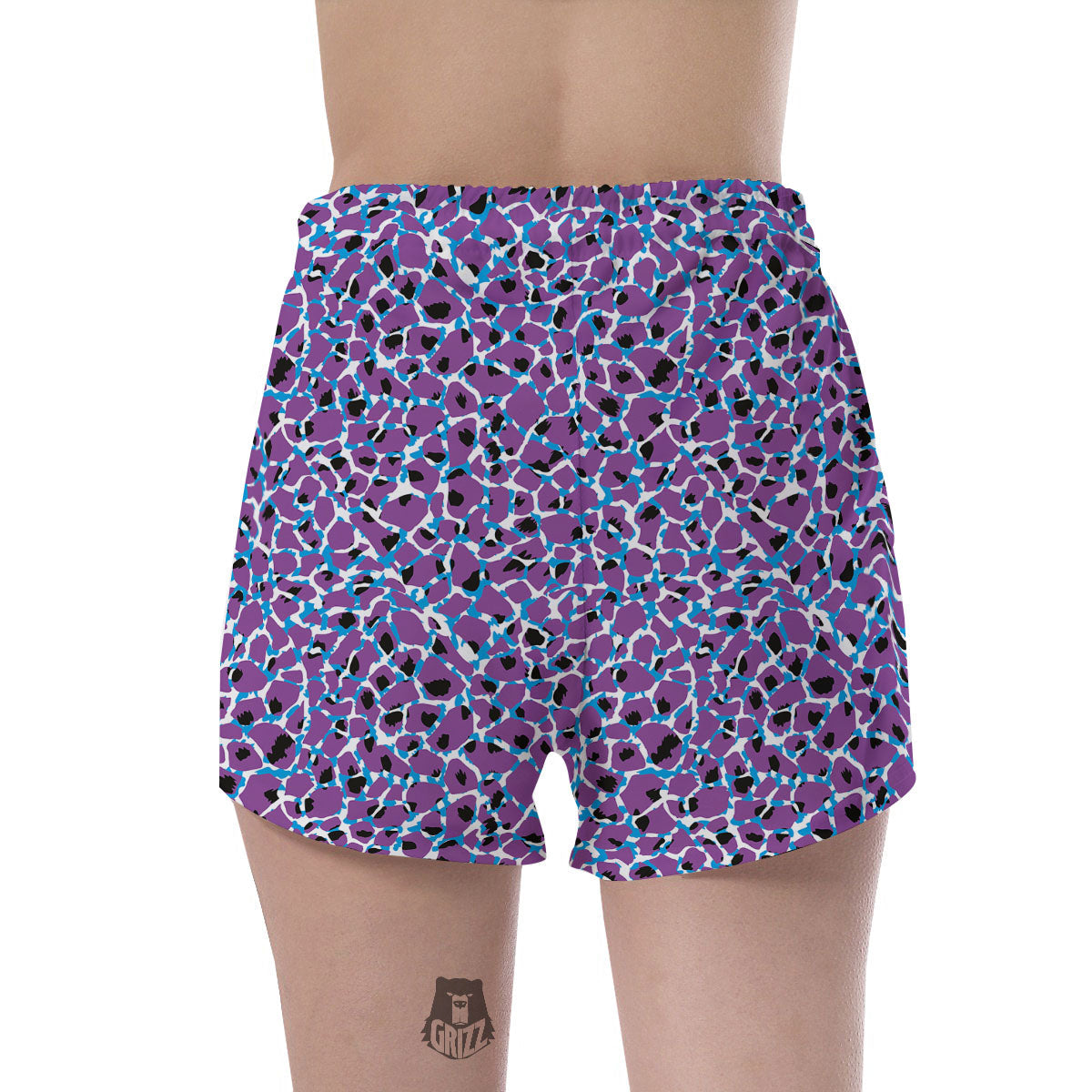 Giraffe Teal And Purple Print Pattern Women's Shorts-grizzshop