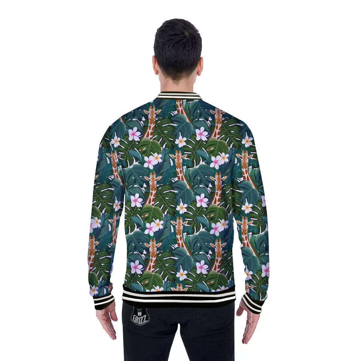 Giraffe Tropical Print Pattern Baseball Jacket-grizzshop