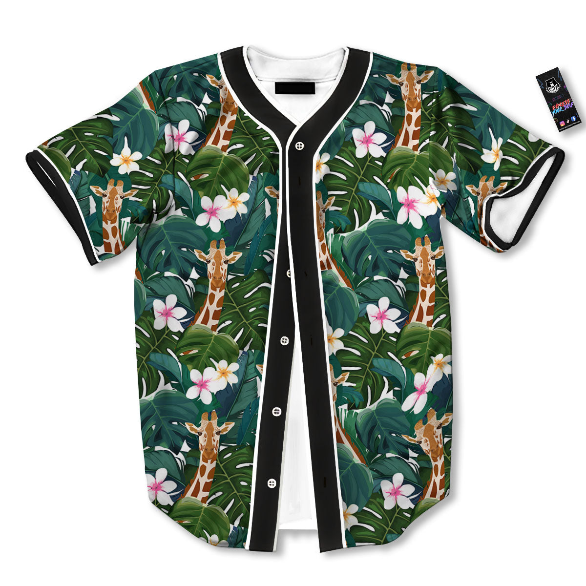 Giraffe Tropical Print Pattern Baseball Jersey-grizzshop