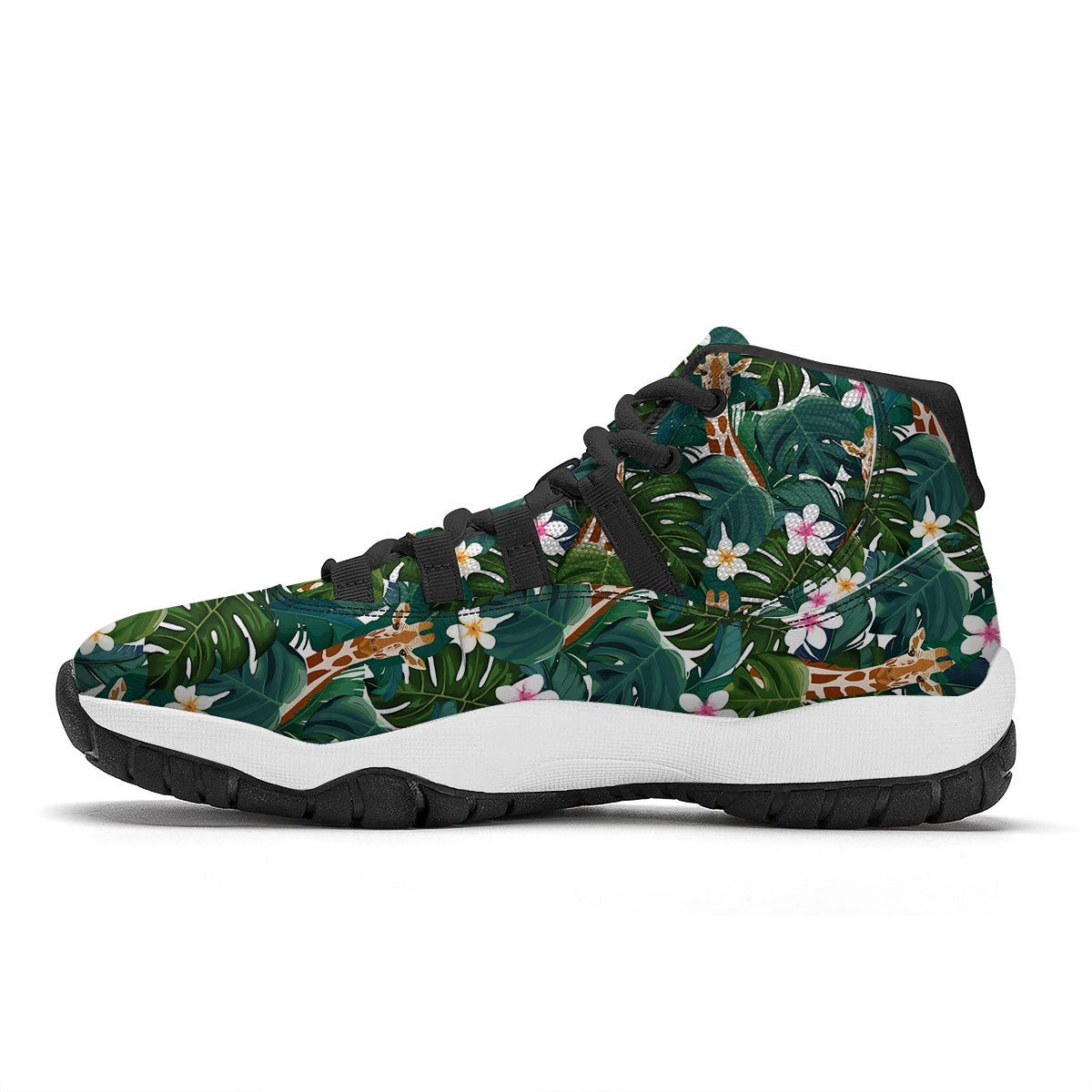 Giraffe Tropical Print Pattern Black Bball Shoes-grizzshop