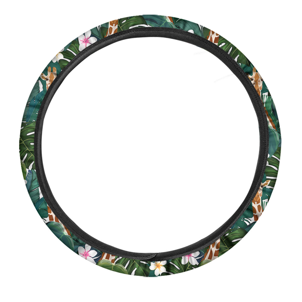 Giraffe Tropical Print Pattern Car Steering Wheel Cover-grizzshop