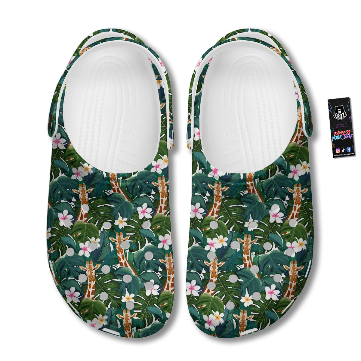 Giraffe Tropical Print Pattern Clog-grizzshop
