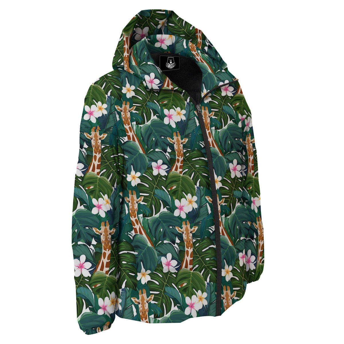 Giraffe Tropical Print Pattern Down Jacket-grizzshop