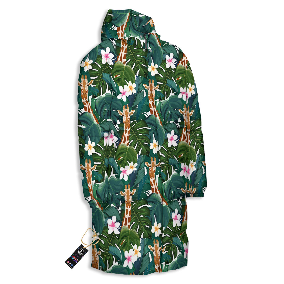 Giraffe Tropical Print Pattern Long Down Jacket-grizzshop
