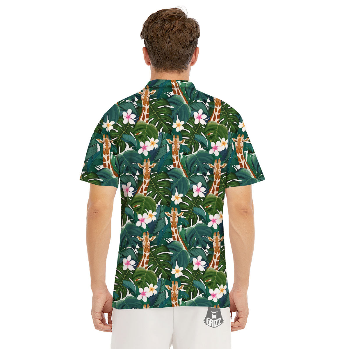 Giraffe Tropical Print Pattern Men's Golf Shirts-grizzshop