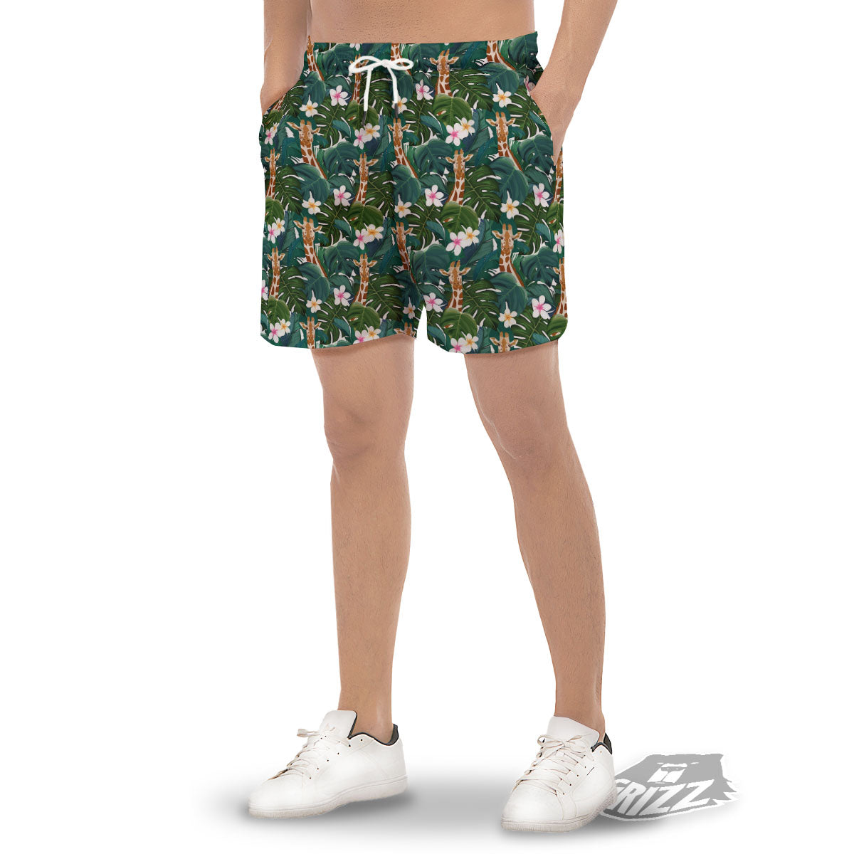 Giraffe Tropical Print Pattern Men's Gym Shorts-grizzshop