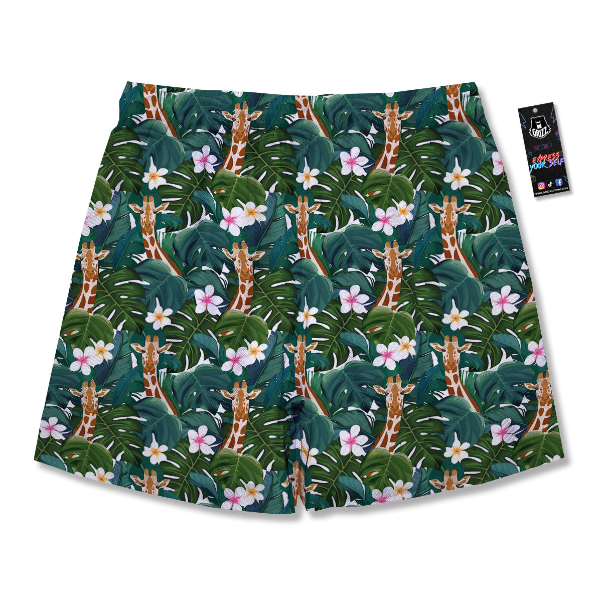 Giraffe Tropical Print Pattern Men's Running Shorts-grizzshop