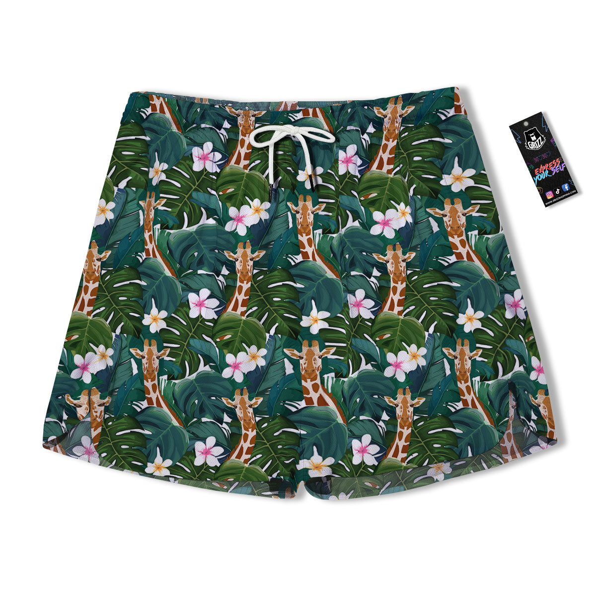 Giraffe Tropical Print Pattern Men's Running Shorts-grizzshop