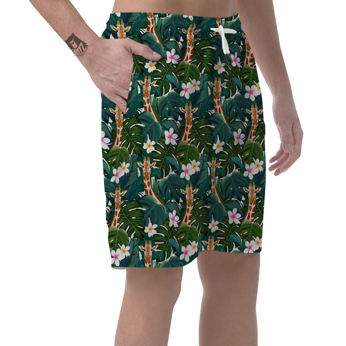 Giraffe Tropical Print Pattern Men's Shorts-grizzshop