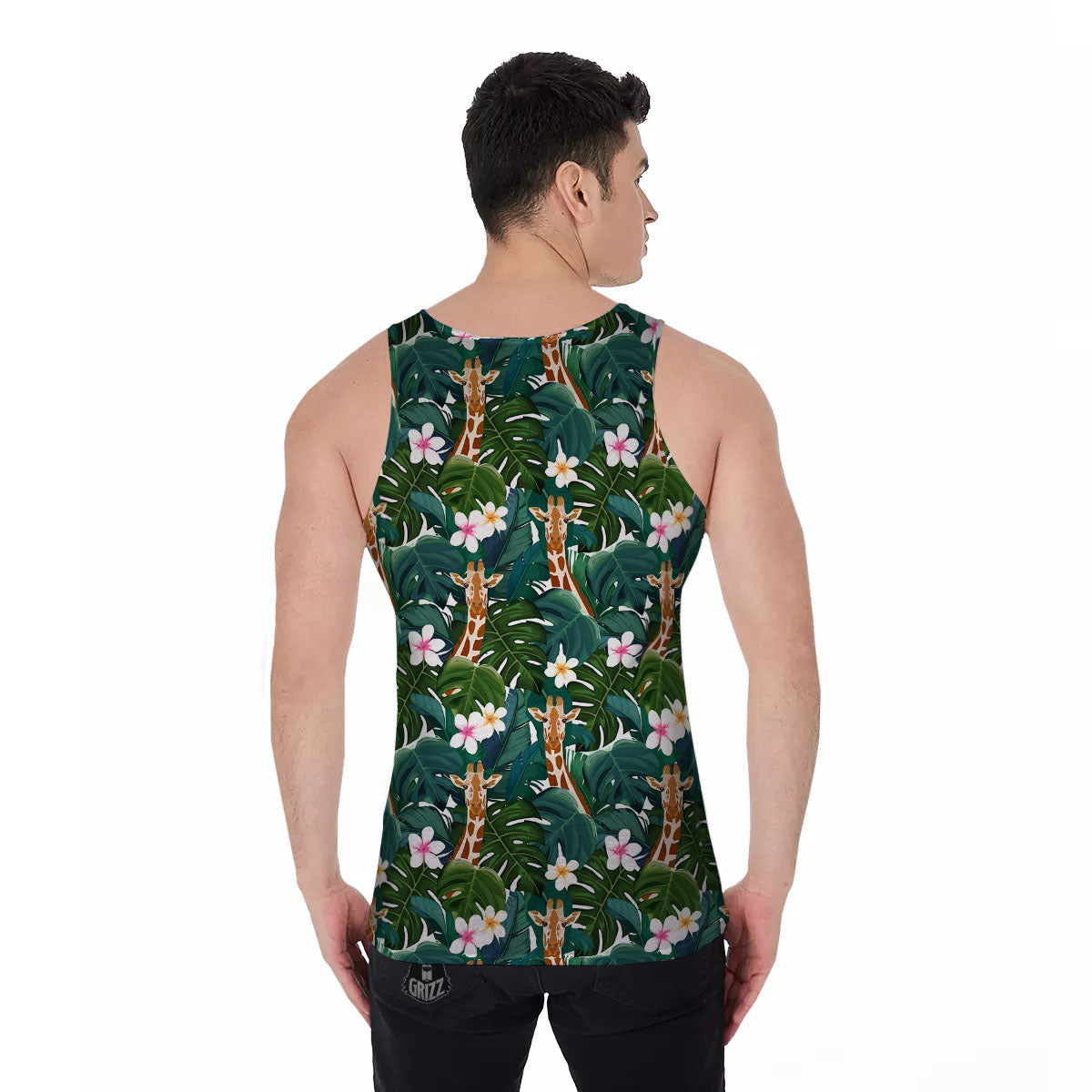 Giraffe Tropical Print Pattern Men's Tank Top-grizzshop