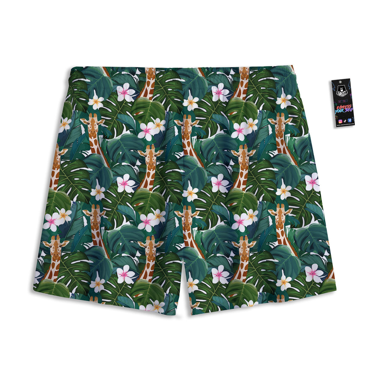 Giraffe Tropical Print Pattern Mesh Shorts-grizzshop