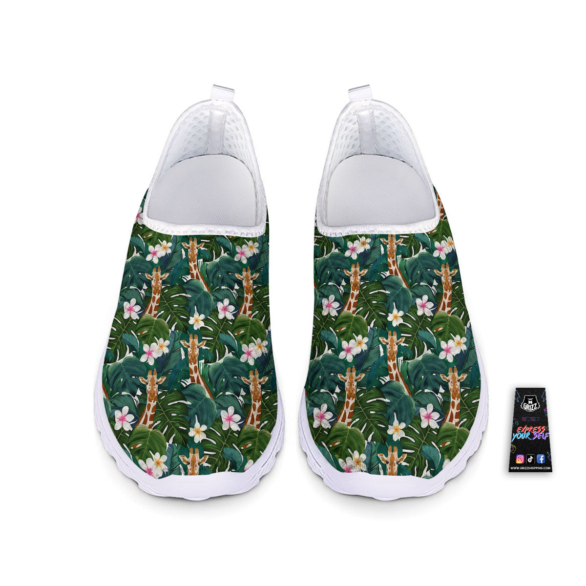 Giraffe Tropical Print Pattern Nurse Shoes-grizzshop