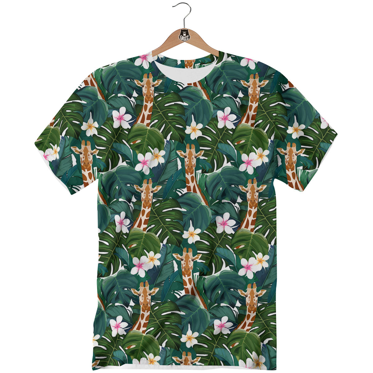 Giraffe Tropical Print Pattern T-Shirt-grizzshop