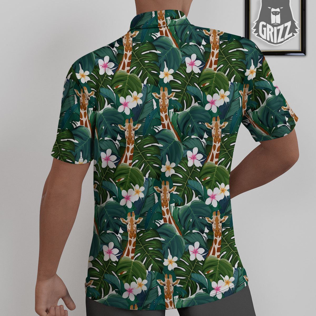 Giraffe Tropical Print Pattern Untucked Shirts-grizzshop