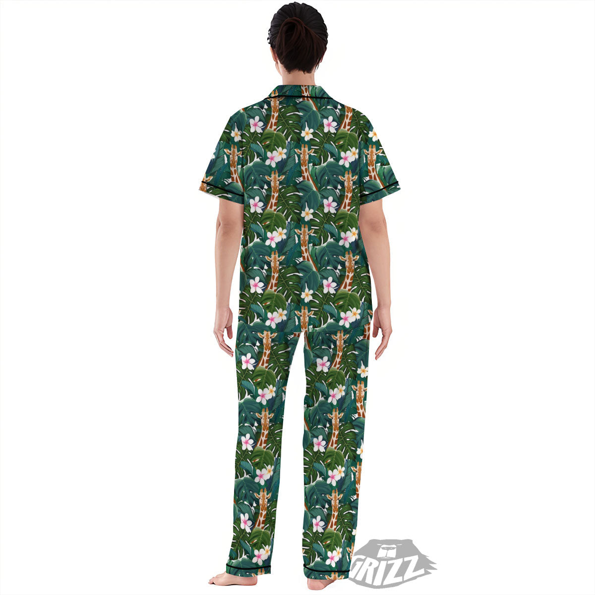 Giraffe Tropical Print Pattern Women's Pajamas Set-grizzshop