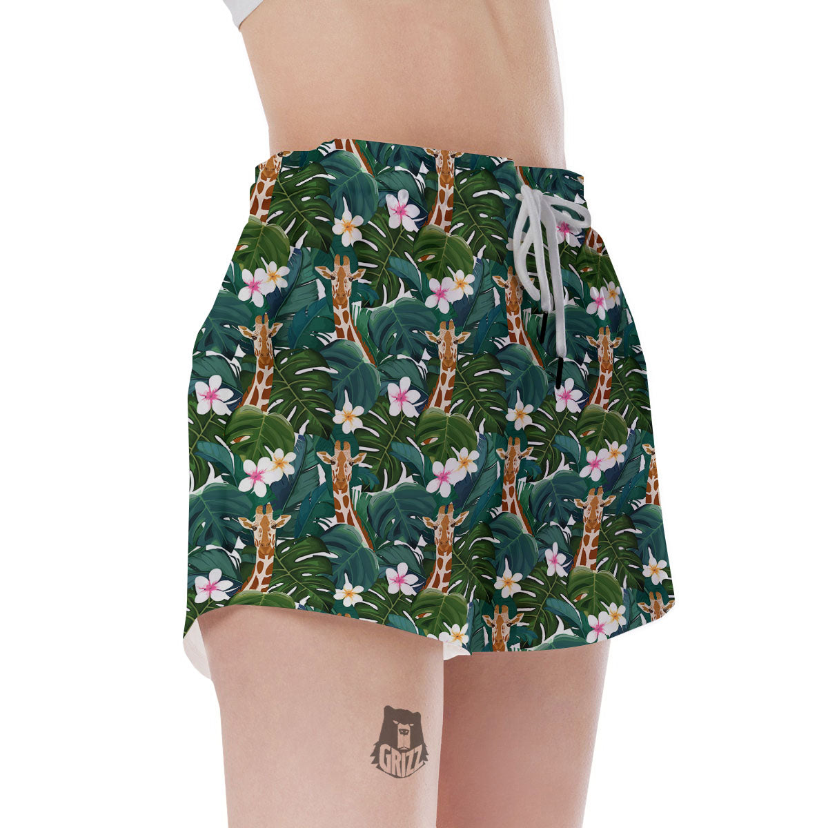Giraffe Tropical Print Pattern Women's Shorts-grizzshop