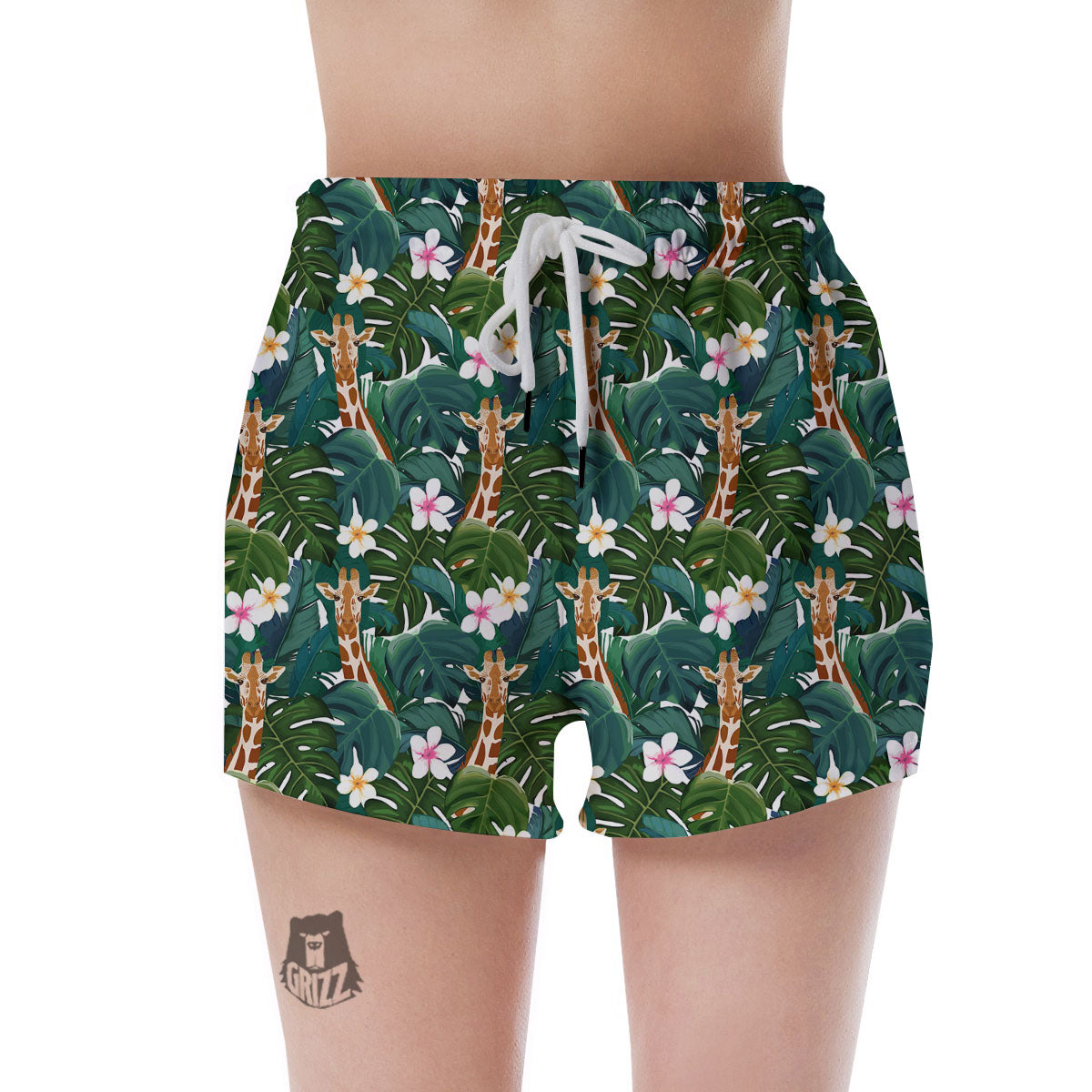 Giraffe Tropical Print Pattern Women's Shorts-grizzshop