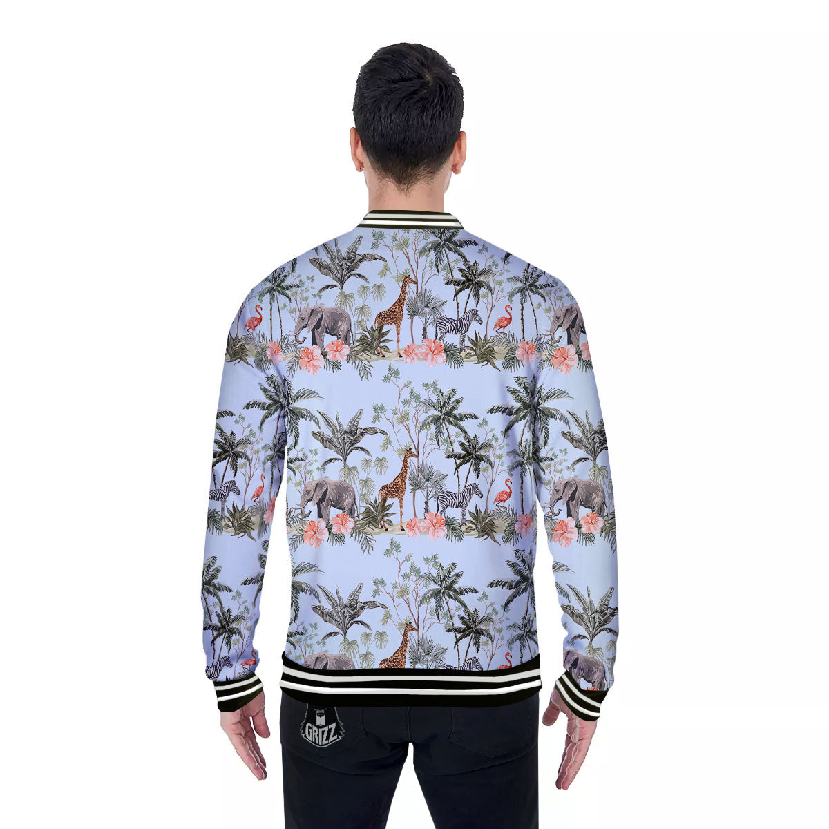 Giraffe Tropical Zebra Print Pattern Baseball Jacket-grizzshop