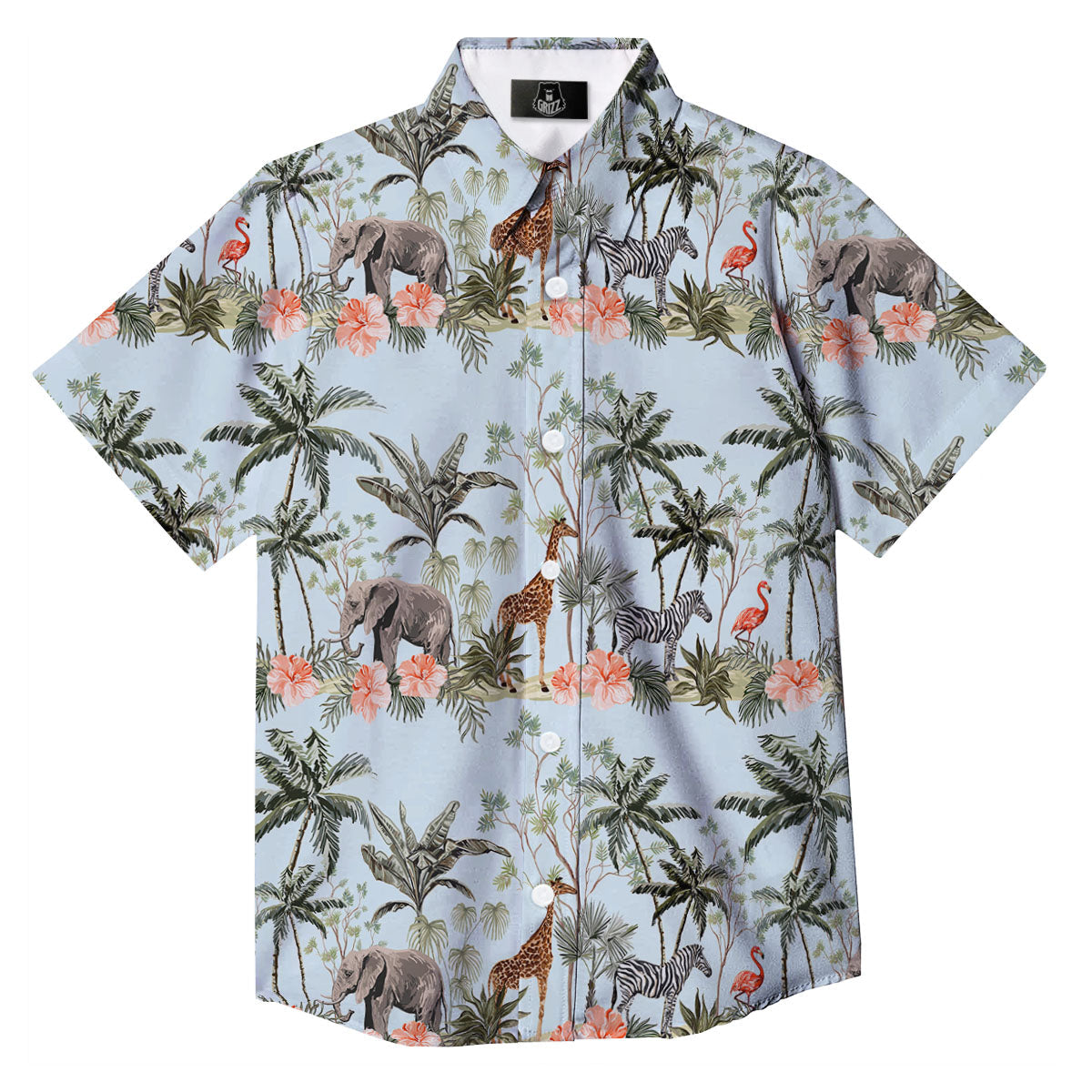 Giraffe Tropical Zebra Print Pattern Button Up Shirt-grizzshop